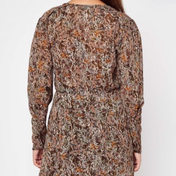 Anthropologie See U Soon Bohemian Floral Green Khaki Mini Robe Dress Sheer - Sm - Picture 3 of 16